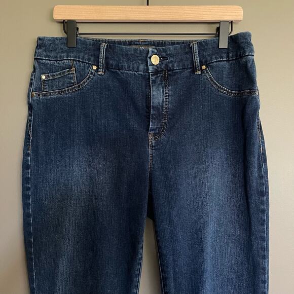 CHICO'S So Slimming Jeggings Size 8 Jean Leggings Dark Blue Wash Stretch Classic - Picture 4 of 16